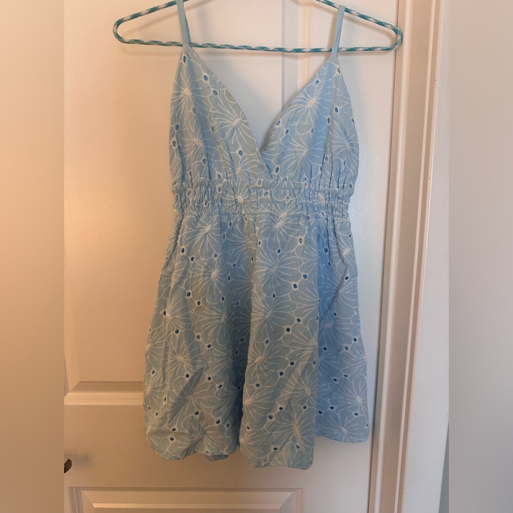 Ocean Drive Sky Blue Embroidered Dress